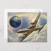  vliegtuig dat over de hele wereld in wolken vlieg briefkaart (Voorkant / Achterkant)