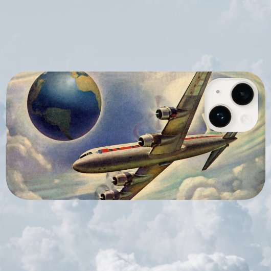 vliegtuig dat over de hele wereld in wolken vlieg Case-Mate iPhone case