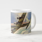 vliegtuig dat over de hele wereld in wolken vlieg grote koffiekop (Voorkant rechts)