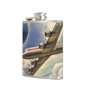 vliegtuig dat over de hele wereld in wolken vlieg heupfles (Links)