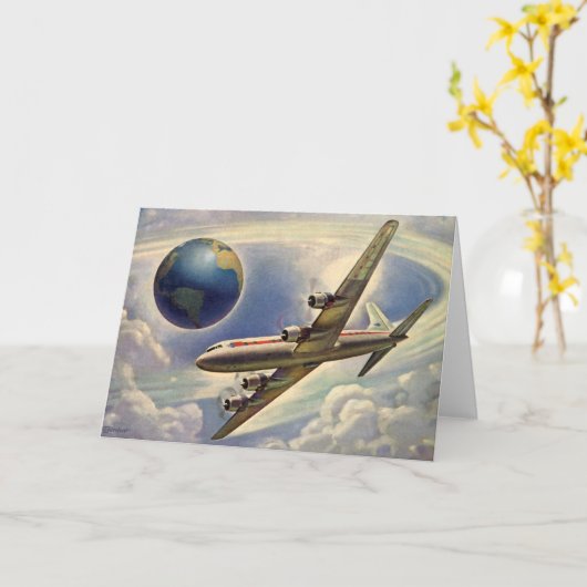 vliegtuig dat over de hele wereld in wolken vlieg kaart (Gele Bloem)