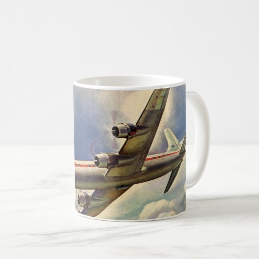 vliegtuig dat over de hele wereld in wolken vlieg koffiemok (Voorkant rechts)