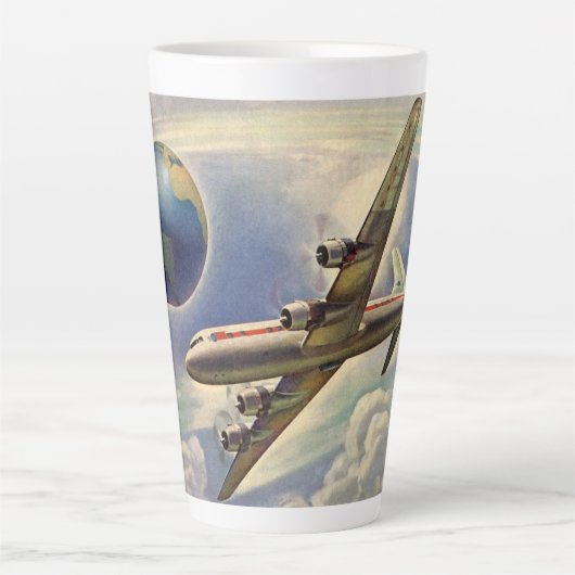 vliegtuig dat over de hele wereld in wolken vlieg latte mok (Voorkant)
