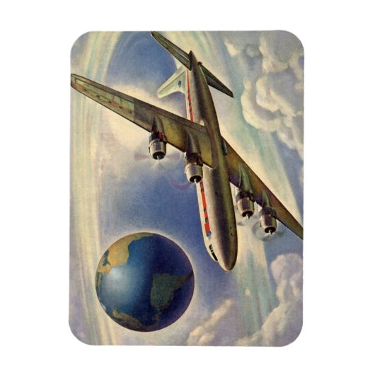  vliegtuig dat over de hele wereld in wolken vlieg magneet (Verticaal)