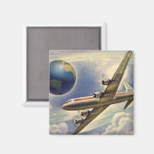 vliegtuig dat over de hele wereld in wolken vlieg magneet (Voorkant / Achterkant)