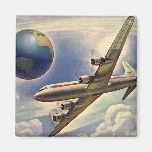 vliegtuig dat over de hele wereld in wolken vlieg magneet (Voorkant)