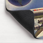  vliegtuig dat over de hele wereld in wolken vlieg muismat (Hoek)