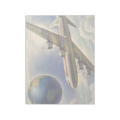  vliegtuig dat over de hele wereld in wolken vlieg notitieblok (Linkerzijde)