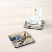 vliegtuig dat over de hele wereld in wolken vlieg onderzetter (Rechterzijde)