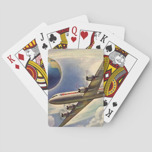 vliegtuig dat over de hele wereld in wolken vlieg pokerkaarten (Achterkant)