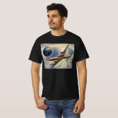 vliegtuig dat over de hele wereld in wolken vlieg t-shirt (Voorkant volledig)