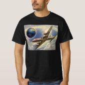vliegtuig dat over de hele wereld in wolken vlieg t-shirt (Voorkant)