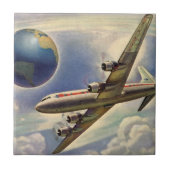 vliegtuig dat over de hele wereld in wolken vlieg tegeltje (Voorkant)