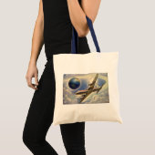  vliegtuig dat over de hele wereld in wolken vlieg tote bag (Voorkant (product))