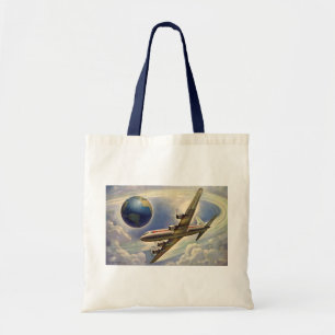  vliegtuig dat over de hele wereld in wolken vlieg tote bag