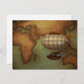 Vliegtuig dat over het oostelijk halfrond vliegt,  briefkaart (Voorkant / Achterkant)