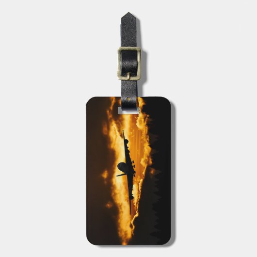 Vliegtuig dat vliegt op een Bagagelabel tegen zons (Voorkant verticaal)