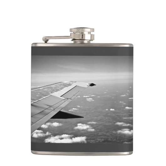 Vliegtuig dat wordt geacht te vliegen, grayscale heupfles (Voorkant)