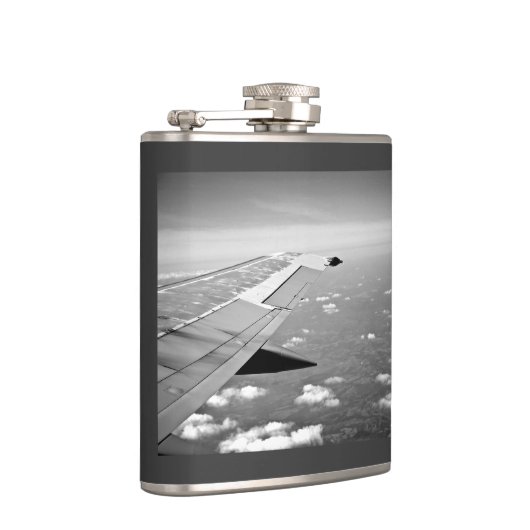 Vliegtuig dat wordt geacht te vliegen, grayscale heupfles (Rechts)