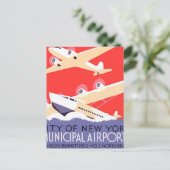 Vliegtuig die  WPA Kleurrijk vliegen Briefkaart (Staand voorkant)