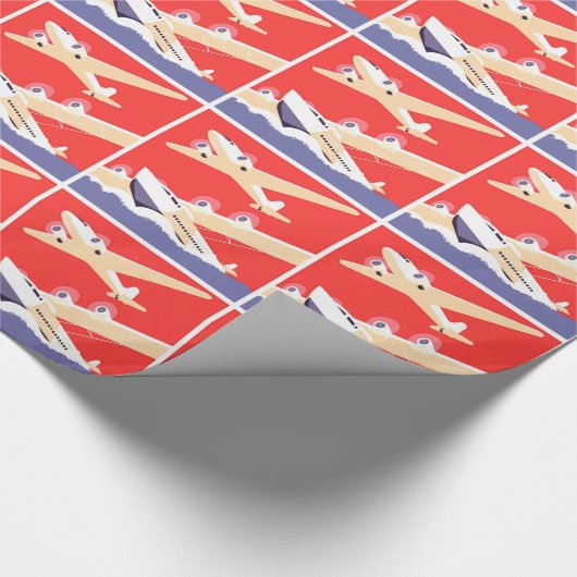 Vliegtuig die  WPA Kleurrijk vliegen Cadeaupapier (Hoek)