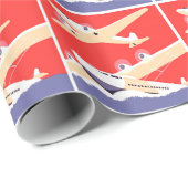 Vliegtuig die  WPA Kleurrijk vliegen Cadeaupapier (Rol Hoek)