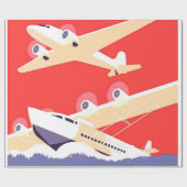 Vliegtuig die  WPA Kleurrijk vliegen Cadeaupapier (Vlak)
