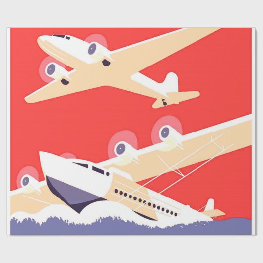 Vliegtuig die WPA Kleurrijk vliegen Cadeaupapier (Vlak)