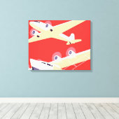 Vliegtuig die  WPA Kleurrijk vliegen Canvas Afdruk (Insitu (Houten vloer))