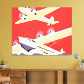 Vliegtuig die WPA Kleurrijk vliegen Canvas Afdruk (Insitu (Woonkamer))