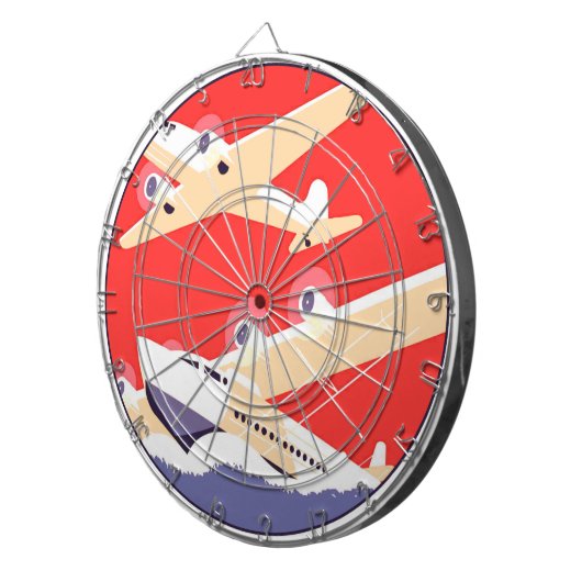 Vliegtuig die WPA Kleurrijk vliegen Dartbord (Voorkant Rechts)