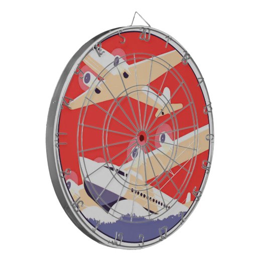 Vliegtuig die WPA Kleurrijk vliegen Dartbord (Voorkant Links)