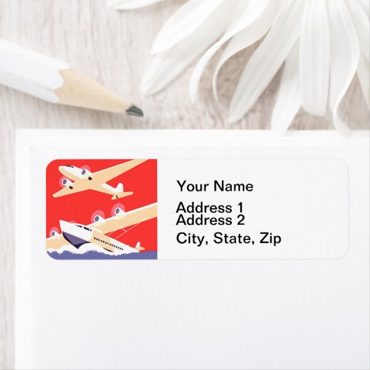 Vliegtuig die  WPA Kleurrijk vliegen Etiket (Insitu)