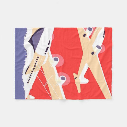 Vliegtuig die  WPA Kleurrijk vliegen Fleece Deken (Voorkant (Horizontaal))