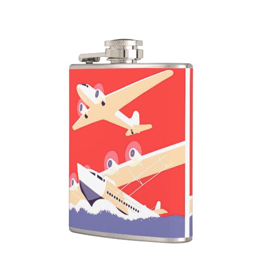 Vliegtuig die  WPA Kleurrijk vliegen Heupfles (Links)