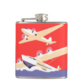 Vliegtuig die  WPA Kleurrijk vliegen Heupfles (Voorkant)