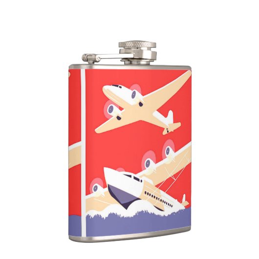 Vliegtuig die  WPA Kleurrijk vliegen Heupfles (Rechts)