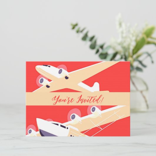 Vliegtuig die  WPA Kleurrijk vliegen Kaart (Staand voorkant)