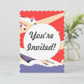 Vliegtuig die  WPA Kleurrijk vliegen Kaart (Staand voorkant)