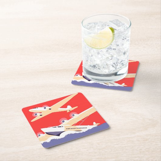 Vliegtuig die  WPA Kleurrijk vliegen Kartonnen Onderzetters (Insitu)