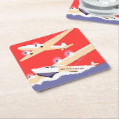 Vliegtuig die  WPA Kleurrijk vliegen Kartonnen Onderzetters (Schuin)