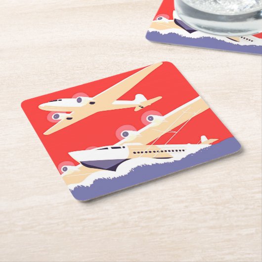 Vliegtuig die WPA Kleurrijk vliegen Kartonnen Onderzetters (Schuin)