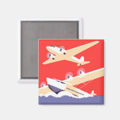 Vliegtuig die  WPA Kleurrijk vliegen Magneet (Voorkant / Achterkant)