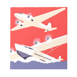 Vliegtuig die  WPA Kleurrijk vliegen Notitieblok