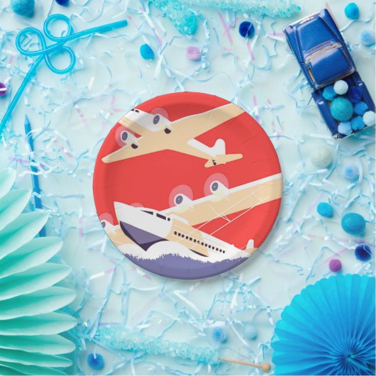 Vliegtuig die WPA Kleurrijk vliegen Papieren Bordje (Feest)