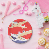 Vliegtuig die  WPA Kleurrijk vliegen Papieren Bordje (Feest)