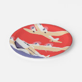Vliegtuig die  WPA Kleurrijk vliegen Papieren Bordje (Gekanteld)