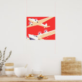 Vliegtuig die  WPA Kleurrijk vliegen Poster (Keuken)