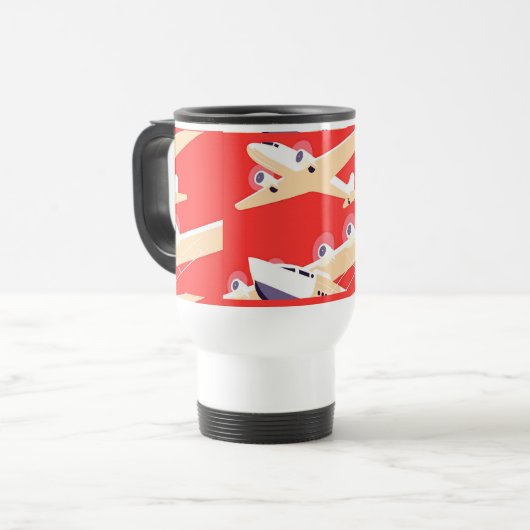 Vliegtuig die  WPA Kleurrijk vliegen Reisbeker (Voorkant links)