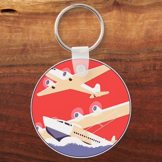 Vliegtuig die  WPA Kleurrijk vliegen Sleutelhanger (Voorkant)